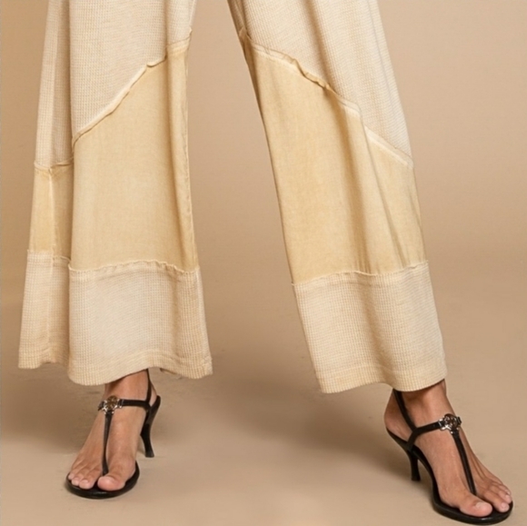 POL Wide Leg Pull-on Wide Leg Pants Drawstring Waist Raw Seams Coastal Boho M/L - Picture 6 of 11